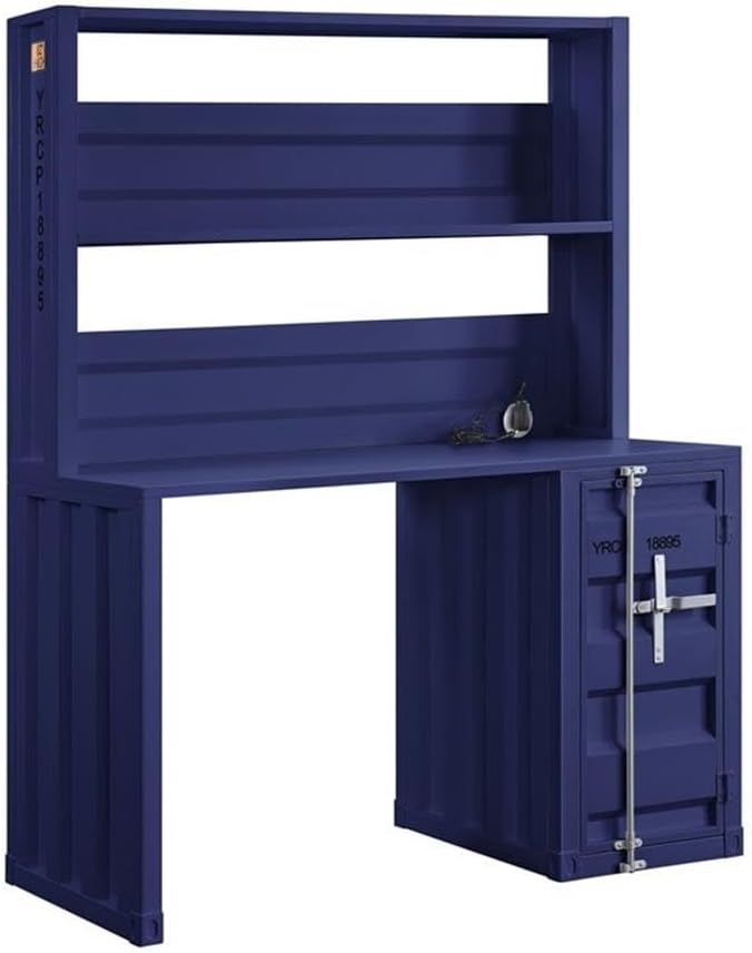 Acme Cargo Metal Frame Desk and Hutch with Storage Base in Blue