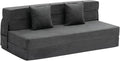 VEVOR Folding Sofa Bed 3-in-1 Foldable Couch Bed with 2 Pillows and Washable Cover 25D High Density Memory Foam Convertible Sleeper Chair Bed Futon Couch for Living Room Bedroom Dark Grey(Queen)