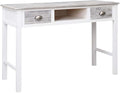 Wooden Writing Computer Desk with 2 Drawers and 1 Open Compartment Home Office Desk Writing Study Table for Bedroom Console Table for Living Room Antique Gray 43.3x17.7x29.9