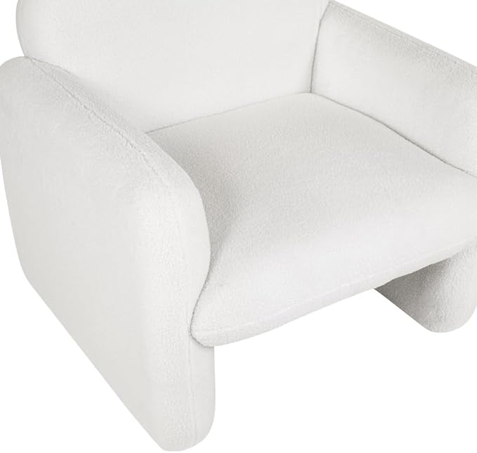 Stylish and Minimalist Teddy Fleece Single Sofa Chair with Arms and Pillow Armchair Accent Chair for Living Room Bedroom StudyGrey (Beige + Teddy)