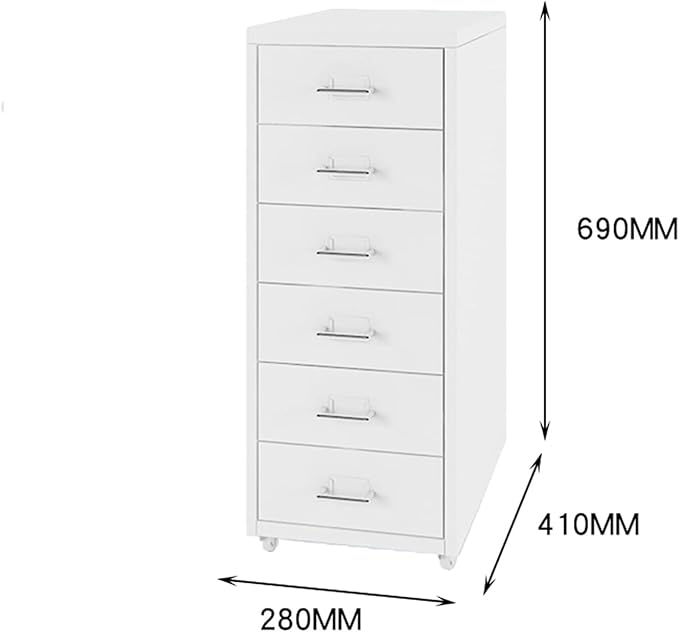 6 Drawer Mobile File Cabinet Drawer Cabinet Office Household Mobile Storage Cabinet Vertical Under Desk Storage(Color:B)