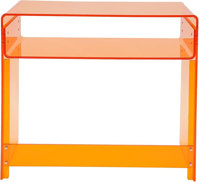 Acrylic Desk with Storage ShelfComputer Writing DeskAcrylic Study Table for Home OfficeOrange