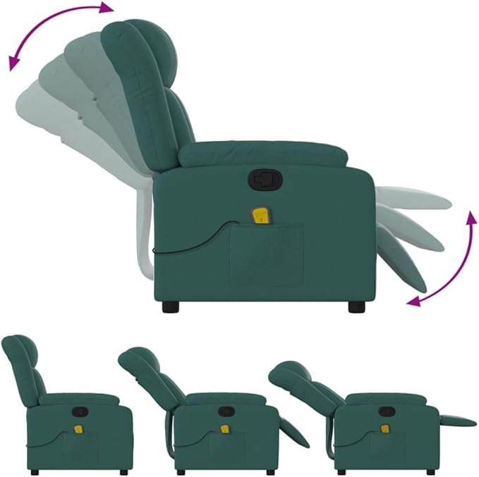 Floor Chair Arm Chair Living Room ChairsSleeper Sofa Massage Recliner Chair Dark Green Fabricfor Apartment Living and Home Office