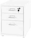 Metal Mobile File Cabinet with Lock Casters - 3 Drawer Under Desk Metal Locker Cabinet for Office Organization