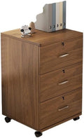 File Cabinet/Printer Stand Wooden Thickened Under-Desk Filing Cabinet Movable Office Simple Lockable Storage Cabinet Bedroom Bedside Cabinet Filing Cabinet for Home Office(Brown)