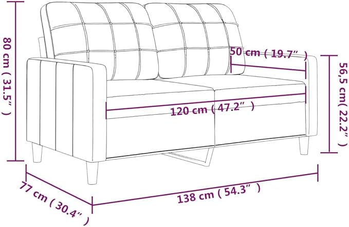 vidaXL Dark Gray 2-Seater Sofa with Polyester Fabric Metal Frame and Comfortable Padding - Compact Design for Modern Home Styles