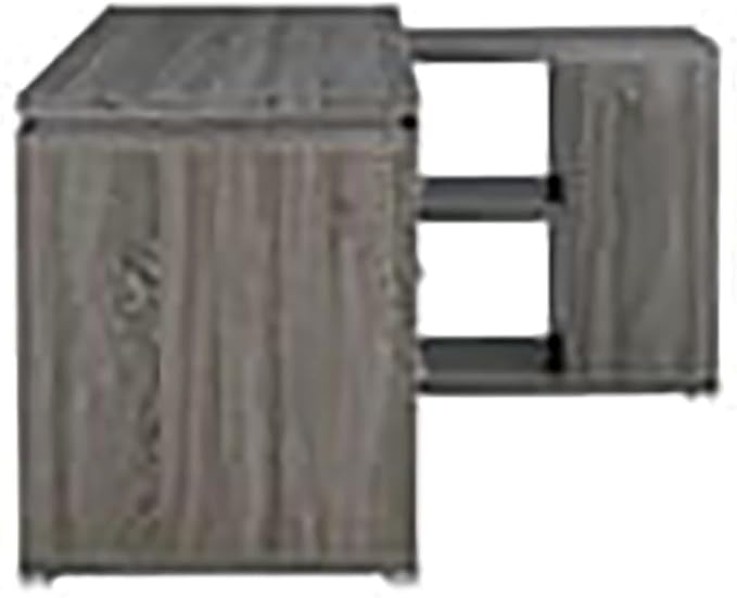 Pemberly Row Contemporary L Shape Writing Desk Weathered Gray/Silver Finish MDF and Particle Board 60 W x 47.25 D x 29.5 H 3 Drawers and Shelves Home Office Desk with File Storage