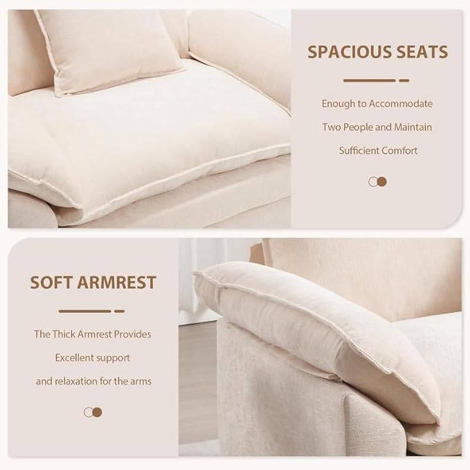 120 Sectional Sofa L-Shape Chenille Fabric with Pillows and Cushion3 Seat Modern Sofa Couch for Living Room Bedroom with 1 OttomanBeige