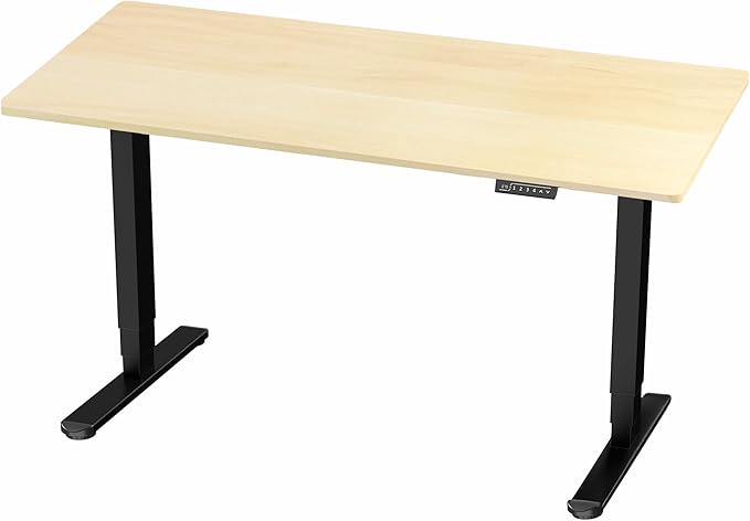 VIVO Electric 60 x 24 in Dual Motor Sit Stand Desk Memory Height Adjustment 2B Series Light Wood Top Black Frame DESK-KIT-2B6C