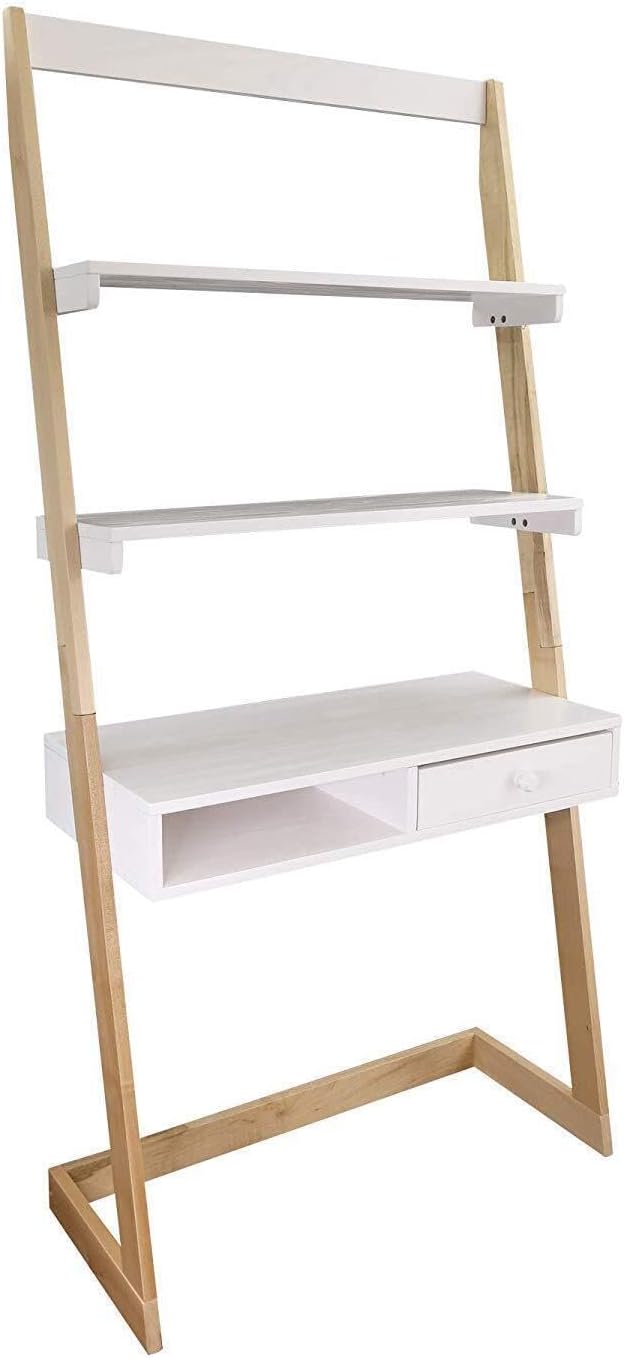 Ladder Desk with Drawer &amp Shelves - 31.5 Wide Solid Wood Frame