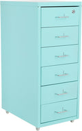 6 Drawer Mobile File CabinetVertical File Cabinet with Lock Metal Storage Cabinet for HomeOffice Horizontal Rolling Filing Cabinets for Letter/Legal/A4/F4 Hanging Files (Blue)