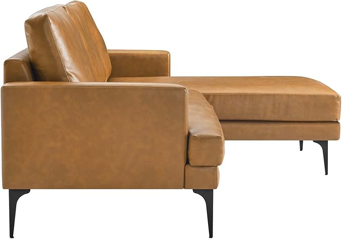 Modway Evermore Vegan Leather Upholstered Right-Facing Sofa Tan