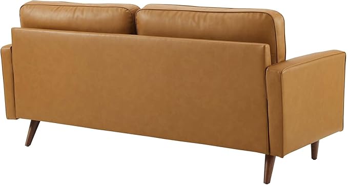 Modway Valour 73 Leather Tufted Sofa in Tan