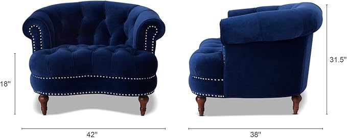 Jennifer Taylor Home La Rosa Victorian Tufted Upholstered Accent Chair Navy Blue Velvet