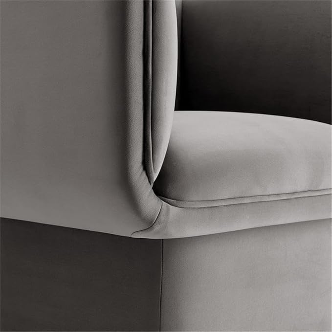 Pemberly Row Modern Performance Velvet Accent Chair Storm Gray Upholstery Dense Foam Padding Fixed Cushions Sturdy Wood Frame French Piping Bedroom Living Room or Office Seating