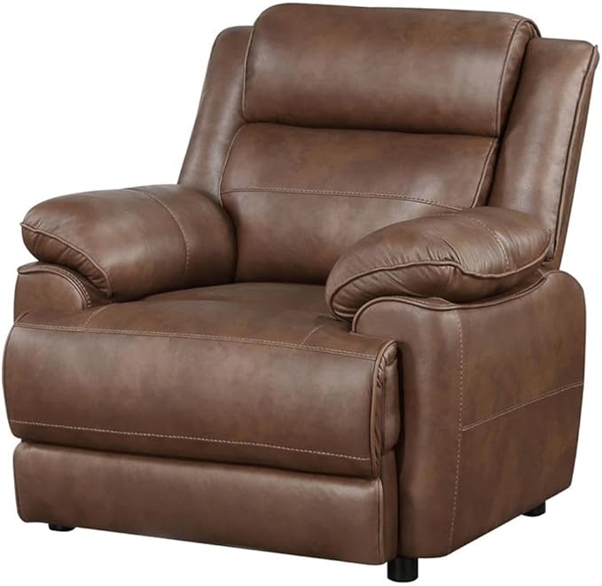 Pemberly Row Faux Leather Upholstered Accent Chair Dark Brown 40.5 H x 39.75 W x 39 D Pillowtop Arms Pocket Coil Seating Foam Cushions Stationary Design for Living Room or Master Suite Use
