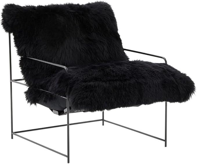 Tov Furniture Kimi Black Genuine Sheepskin Living Room Accent Chair