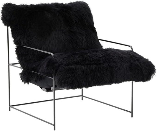 Tov Furniture Kimi Black Genuine Sheepskin Living Room Accent Chair