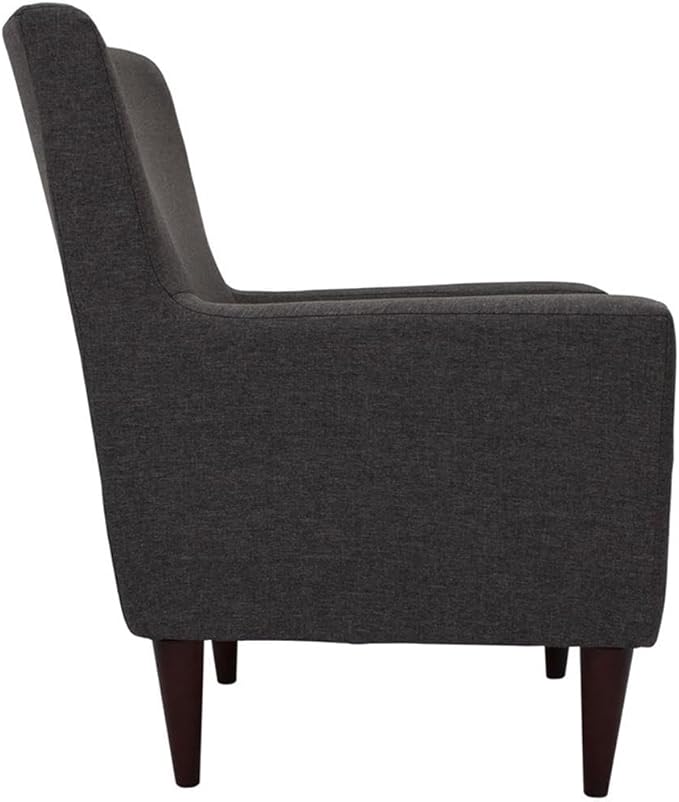 Pemberly Row Traditional Fabric Arm Chair Dark Gray Finish 34.5 H x 28 W x 30 D Durable Construction Padded Seat Woven Textured Fabric Classic Design Living Room or Accent Chair