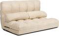 S AFSTAR Safstar Floor Folding Couch and Futon Sofa 6-Position Fabric Sleeper Sofa Bed with 2 Pillows and Sponge Filling Adjustable Lazy Sofa for Living Room and Bedroom(Beige)