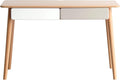 Penau Solid Wood Computer Desk 47Inch Large Office Desk with 2 Drawers Modern Simple Style Table for Home Office Work Study