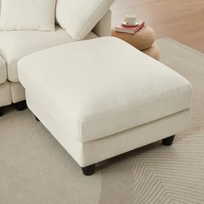 Modular Sectional Sofa Oversized Chenille Cloud Couch with Movable Ottoman 7 Seater Cloud Sectional Couch Convertible L/U-Shape and Sofa Bed Couches for Living Room Beige