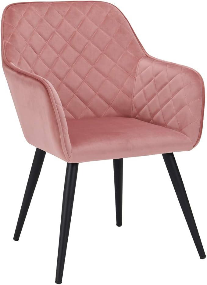 DUHOME Accent Chair with ArmrestReception Chair Mid-Century Upholstered Leisure Chairs Modern Metal Frame Legs Velvet Padded Seat Easy Assembly Pink