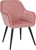 DUHOME Accent Chair with ArmrestReception Chair Mid-Century Upholstered Leisure Chairs Modern Metal Frame Legs Velvet Padded Seat Easy Assembly Pink
