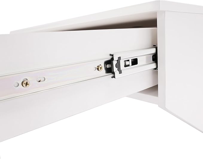 LYNICESHOP Wall Mounted Desk with Drawer 28.4x19.2in Floating Desk 110lbs Capacity Space Saving White Writing Desk for Small Spaces Home Office