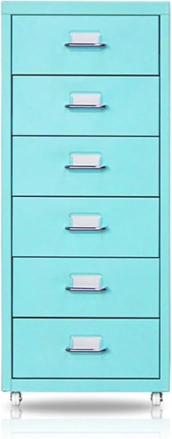 File Cabinet Mobile Three-Tier Drawer File Cabinet Office Storage Cabinet Metal File Storage Under Desk Storage(Color:GreenSize:Six Pumping)
