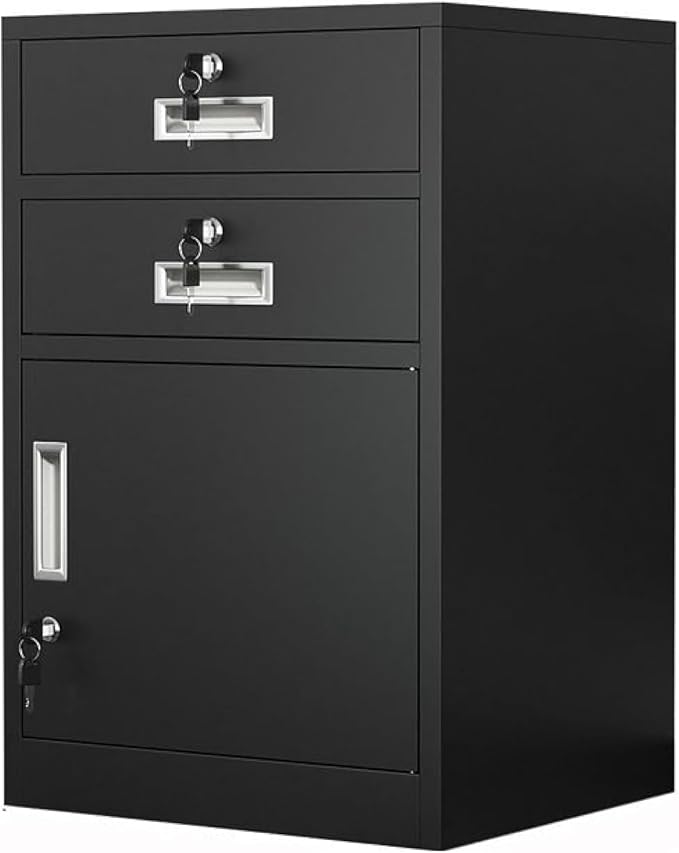 Metal Home Office Mobile File Cabinets With Adjustable Shelves Drawers Lockable Storage Cupboard - Office Storage Cabinet Filing Cabinets(Black2 Drawer)