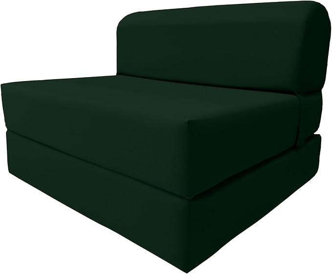D&ampD Futon Furniture Sleeper Chair Folding Bed Studio Sofa Guest Folded Mattress High Density Foam (70 x 32 x 6 Hunter Green)