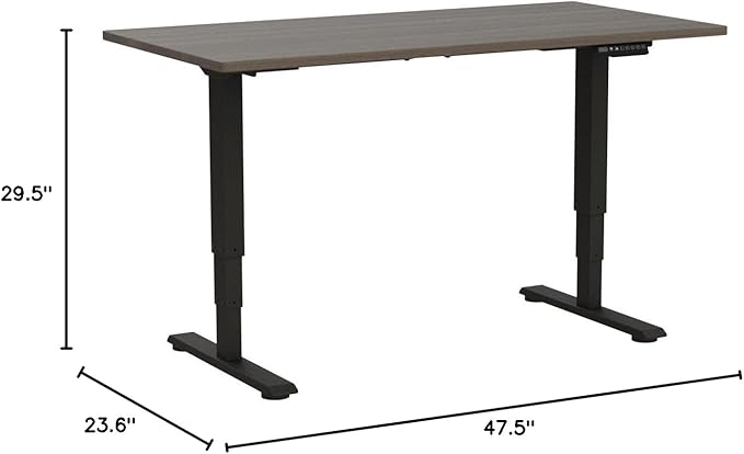 FLEXISPOT E6 3-Stage Dual Motor Electric Standing Desk 48 x 30 Sit Stand Up Desk Holds 220 lbs Adjustable Height w/Memory Presets One-Piece Brown Wood Grain Desktop &amp Black Frame Ships in 2 Bo