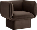 Modway Tate Performance Velvet Accent Chair in Chocolate Brown - Upholstered Club Chair - Modern Barrel Armchair - Comfy Reading Leisure Chair for Living Room Bedroom Office