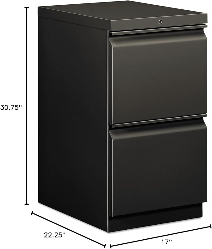 HON 33820RS Efficiencies Mobile Pedestal File w/Two File Drawers 19-7/8d Charcoal