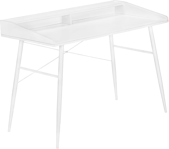 Computer Desk Home Office Laptop Storage Shelves 48 l Work White Laminate White Metal Contemporary Modern WZ128