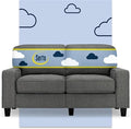 Pemberly Row 61 Track Arm Loveseat Sofa Gray Anti-Pilling Polyester Fabric Removable Covers Solid Wood Frame Compact Modern Design for Living Room or Home Office Spaces