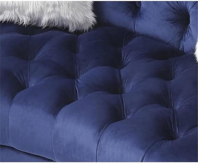 Glory Furniture Dania Velvet Upholstered Loveseat in Blue