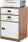 Under Desk Filing Cabinet Small Cabinet with Locking Drawer Cabinet File Information Cabinet Tin File Cabinet (Color : Coffee Color)