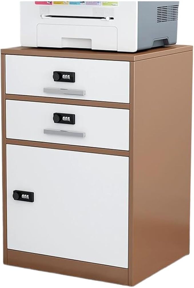 Under Desk Filing Cabinet Small Cabinet with Locking Drawer Cabinet File Information Cabinet Tin File Cabinet (Color : Coffee Color)