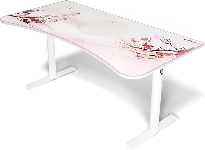 Arozzi Arena Special Edition Ultrawide Curved Gaming and Office Desk with Full Surface Water Resistant Desk Mat Custom Monitor Mount Cable Management Cut Outs - Sakura