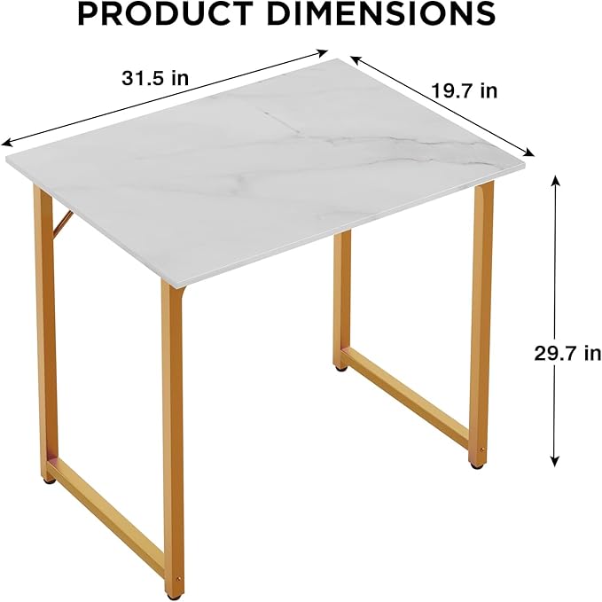 32 Inch Computer DeskWriting DeskHome Office DesksSmall Computer Desk for Small SpacesStudy TableModern DeskModern Simple Style TableOffice Desk with Metal FrameGold