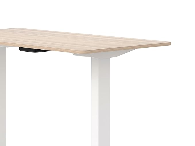 HOMES: Inside + Out Elmfort Modern Adjustable Height Metal 47 in. Standing Desk for Home Office Natural Brown and White