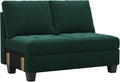 Belffin Velvet Long 2-Seat Module for Modular Sofa Sectional Couch Accent Armless 2 Seater Sofa Couch Chair Modern Fabric Green