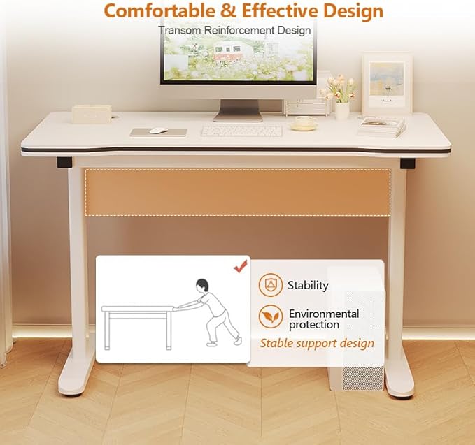 Gaming Desk Computer Writing Table for Home Office Student Art Modern Simple Style with T-Shaped Metal Bracket PC Wood Suitable for Offices&ampBedrooms
