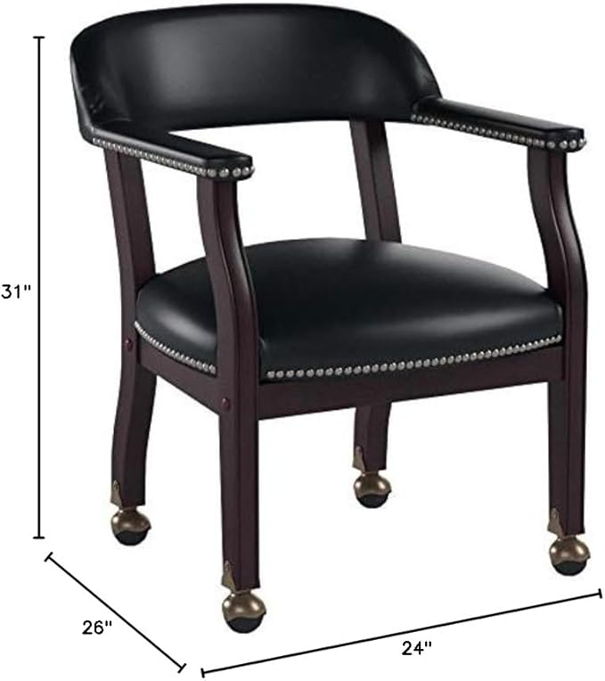 Boss Captain’s Chair In Black Vinyl W/ Casters