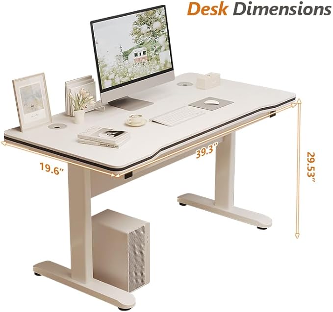 Gaming Desk Modern Simple Style Computer Desk with Sturdy Desktop for Home Office Bedroom Study Home Office Desk with Black Desktop Easy Assembly