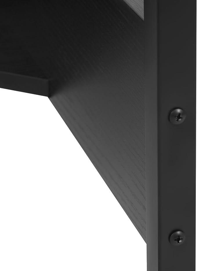 Small Corner Desk with Outlet Corner Table for Small Space Industrial Computer Desk w/USB Ports Triangle Desk for Home Office Workstation Living Room Bedroom (Black)