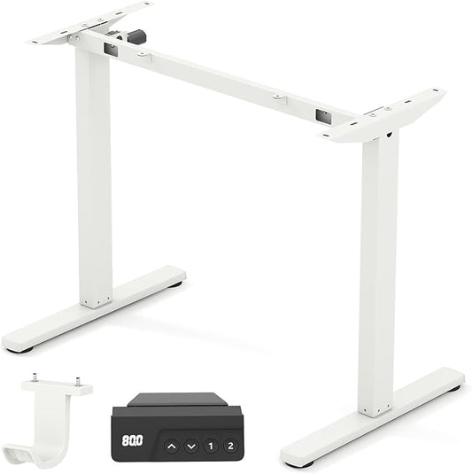 Tangkula Electric Standing Desk Frame Height Adjustable Computer Desk Base with LED Display &amp 2 Memory Positions Ergonomic Home Office Sit Stand Desk Legs for 40-48 Tabletop (White)