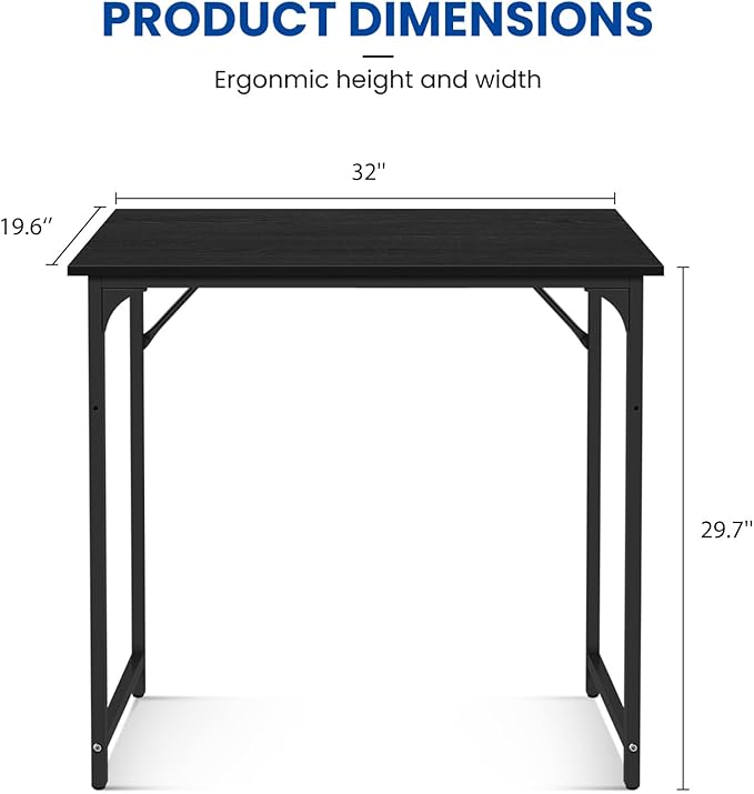 Computer Desk 32 Inch Office Desk with Metal Frame Home Office Desk Modern Simple Style for Small Space Home Office Living Room Bedroom Black